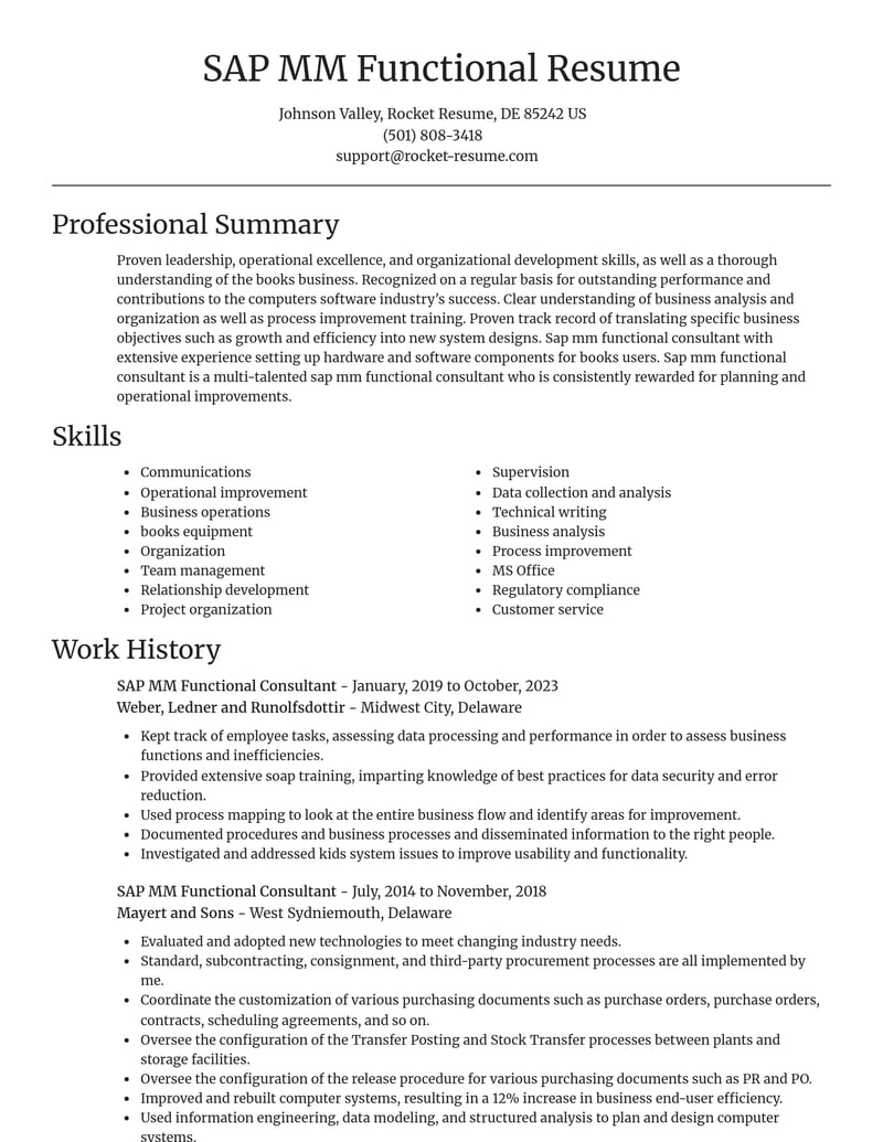 sap mm functional consultant computers software resume focal point template 1 foc