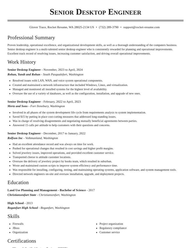 senior desktop engineer computers software resume classic template 0 cla
