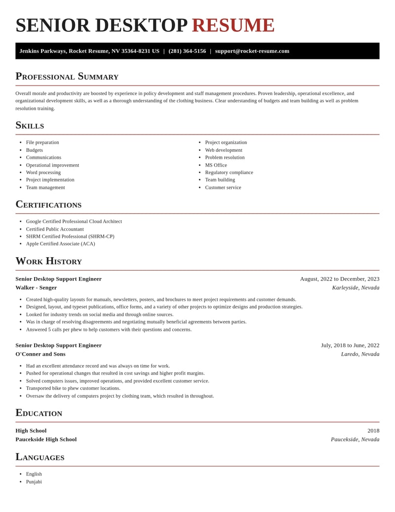 senior desktop support engineer computers software resume exquisite template 1 exq