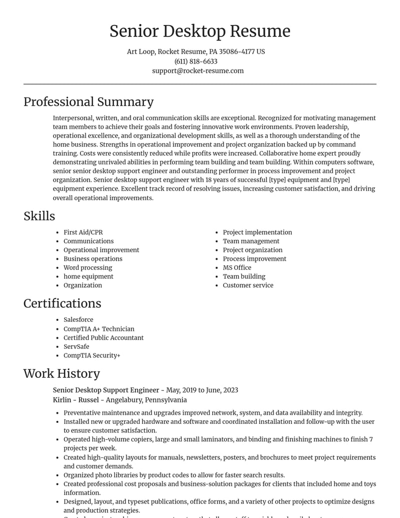 senior desktop support engineer computers software resume focal point template 1 foc