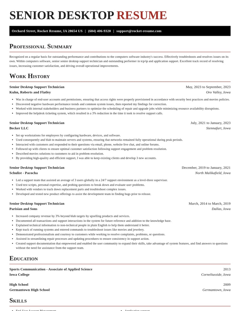 senior desktop support technician computers software resume exquisite template 0 exq