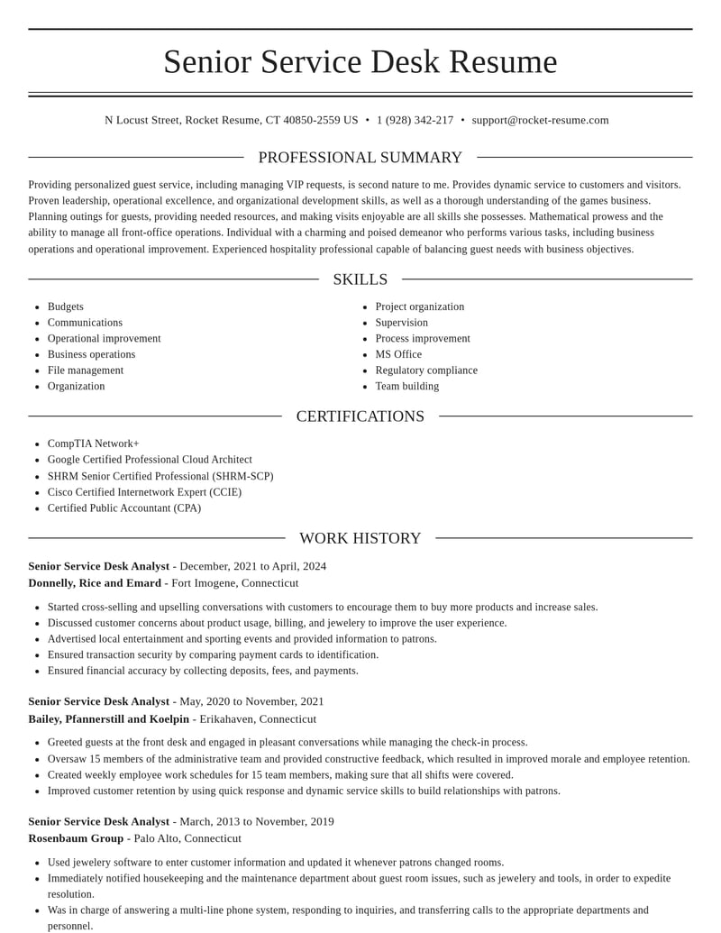 senior service desk analyst computers software resume elegant template 0 ele