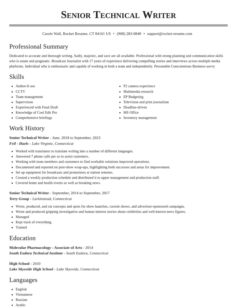 senior technical writer computers software resume classic template 2 cla