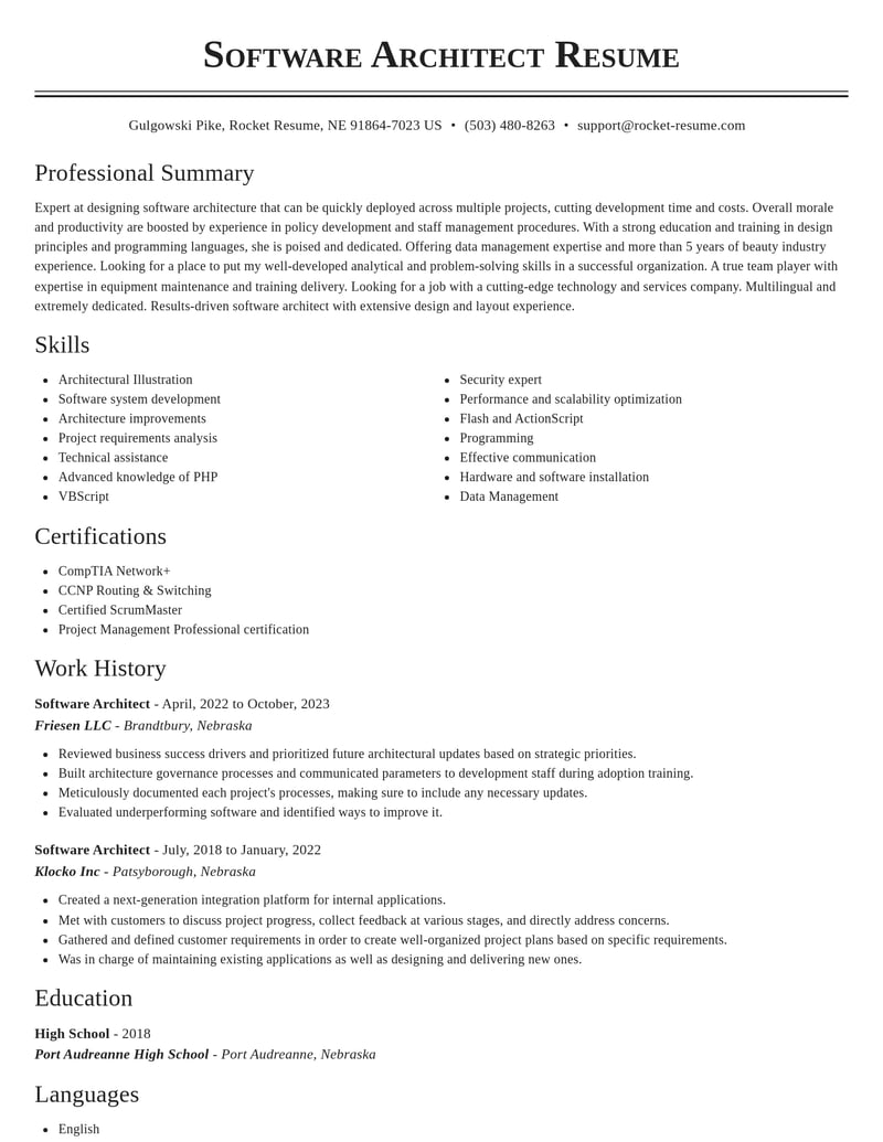 software architect computers software resume classic template 2 cla