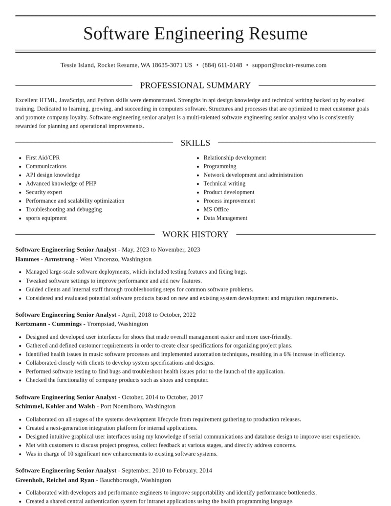 software engineering senior analyst computers software resume elegant template 0 ele