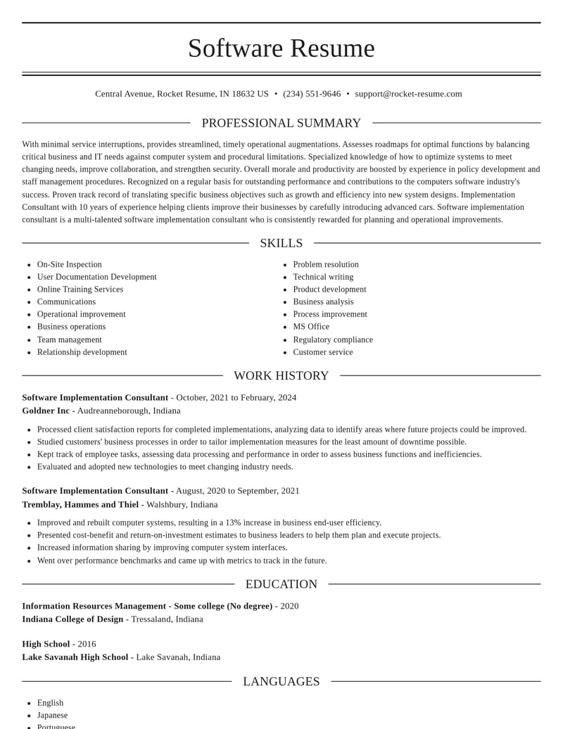 software implementation consultant computers software resume elegant template 1 ele