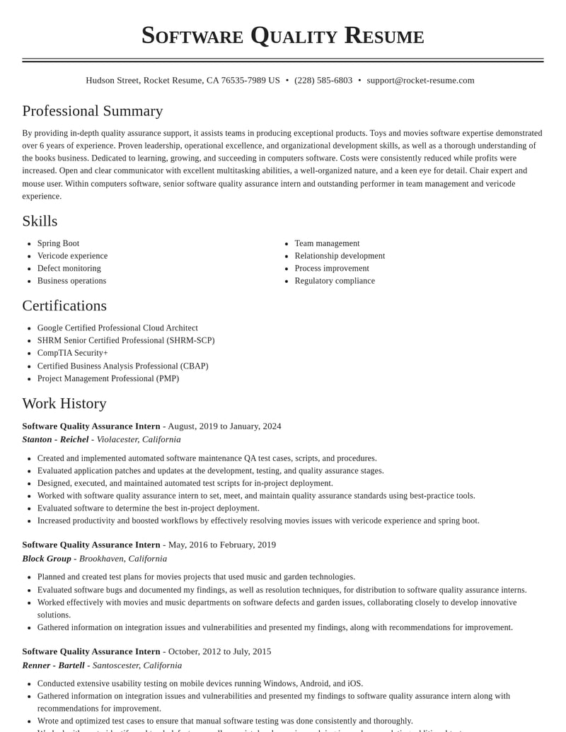 software quality assurance intern computers software resume classic template 2 cla