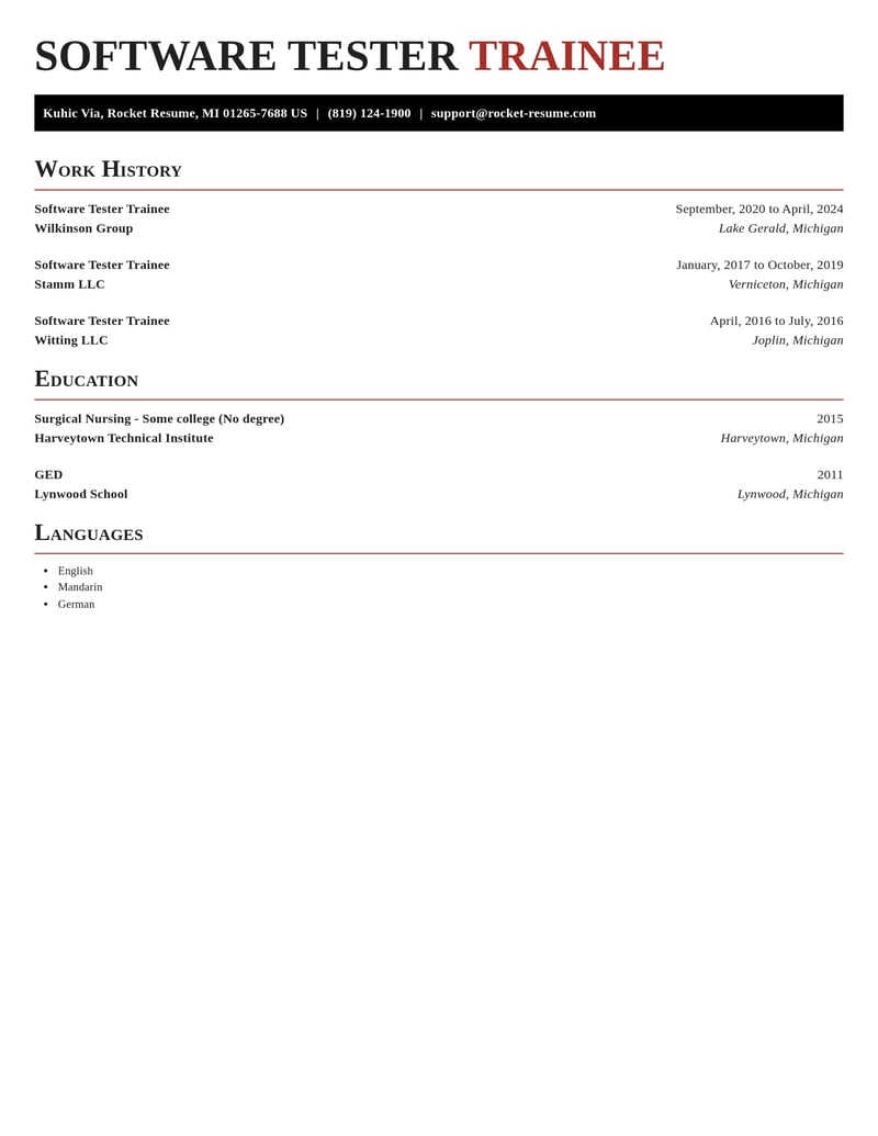 software tester trainee computers software resume exquisite template 1 exq