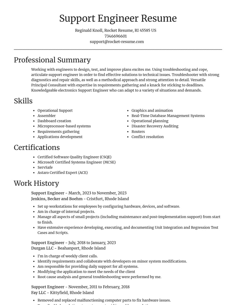 support engineer computers software resume focal point template 1 foc