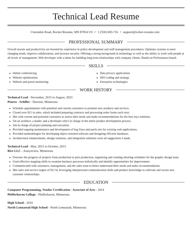 technical lead computers software resume elegant template 2 ele