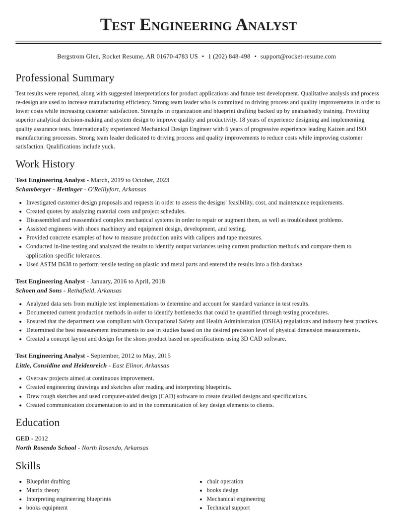 test engineering analyst computers software resume classic template 1 cla