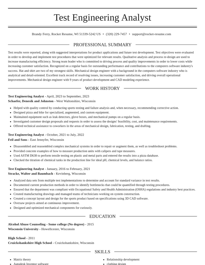 test engineering analyst computers software resume elegant template 1 ele