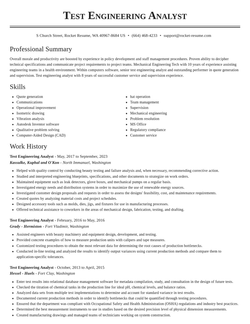 test engineering analyst computers software resume classic template 2 cla