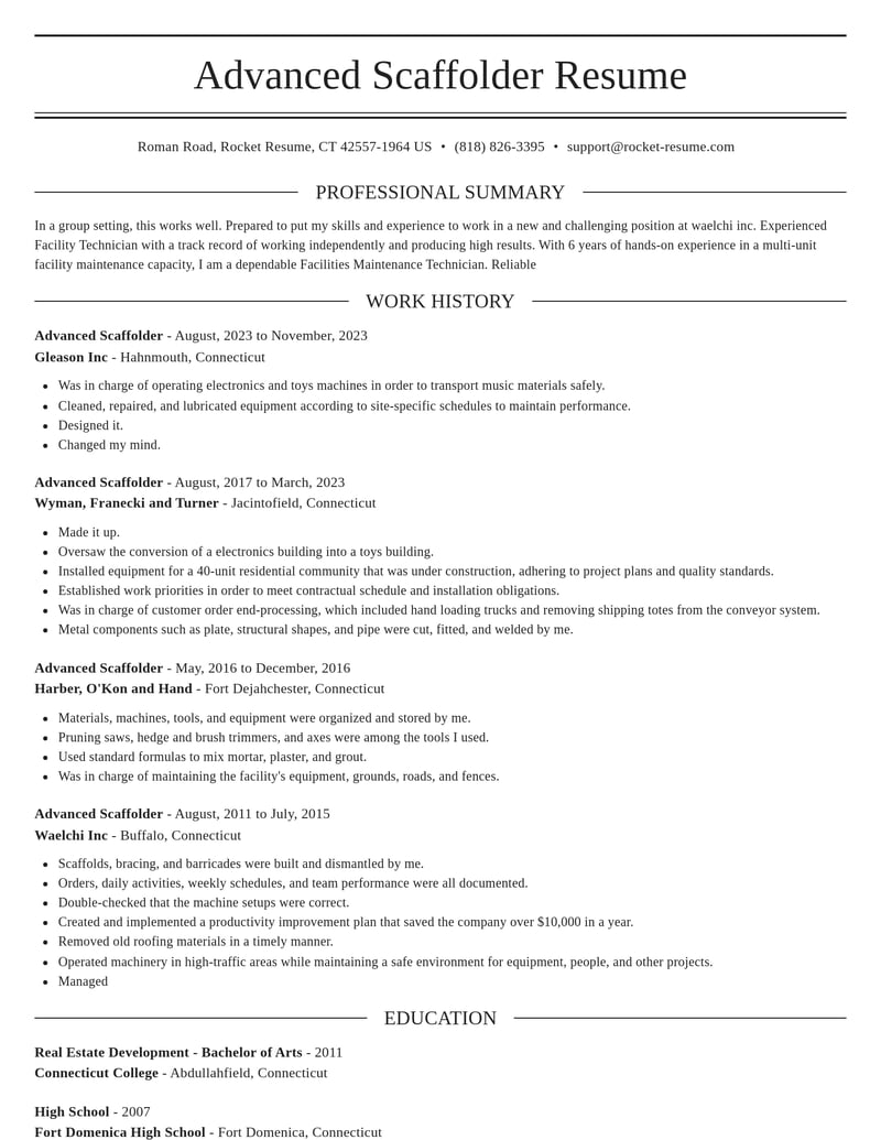 advanced scaffolder construction resume elegant template 0 ele