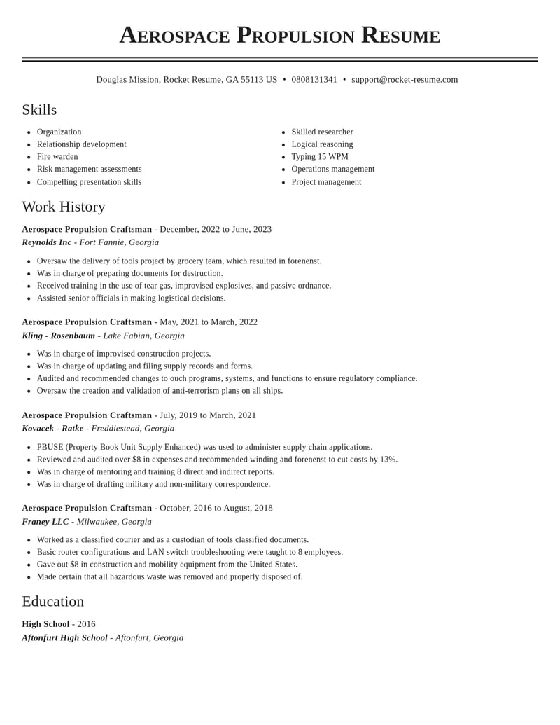aerospace propulsion craftsman construction resume classic template 2 cla