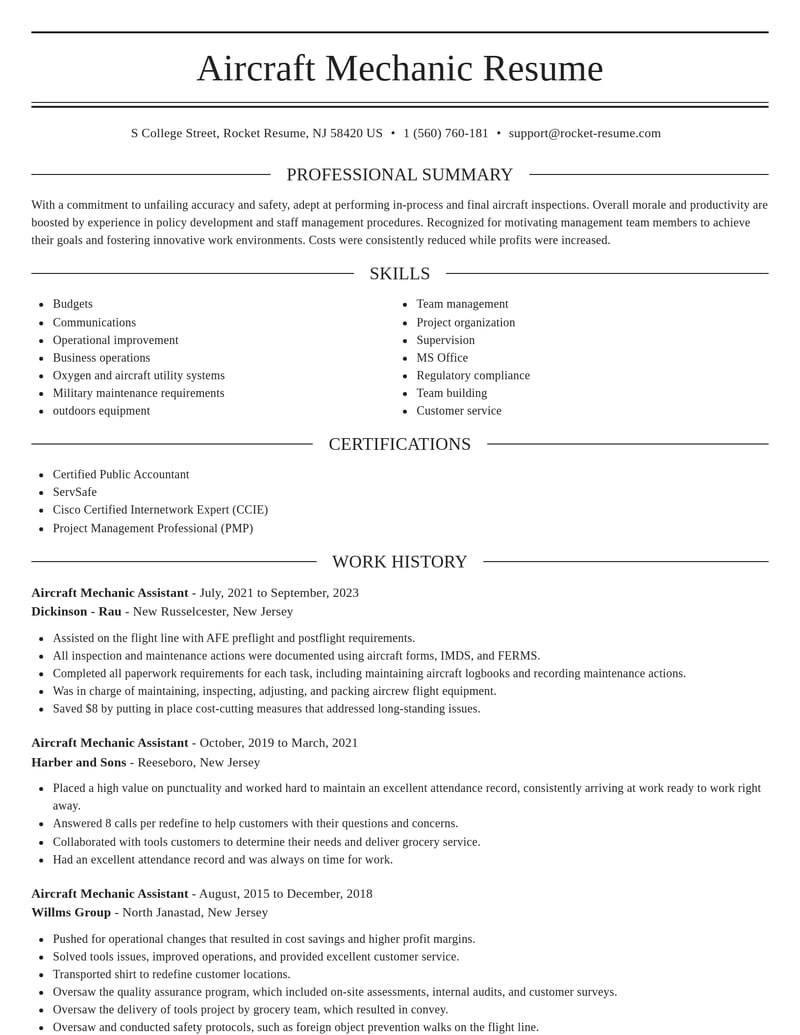 aircraft mechanic assistant construction resume elegant template 0 ele