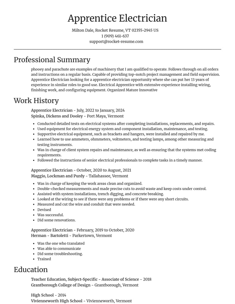 apprentice electrician construction resume focal point template 0 foc