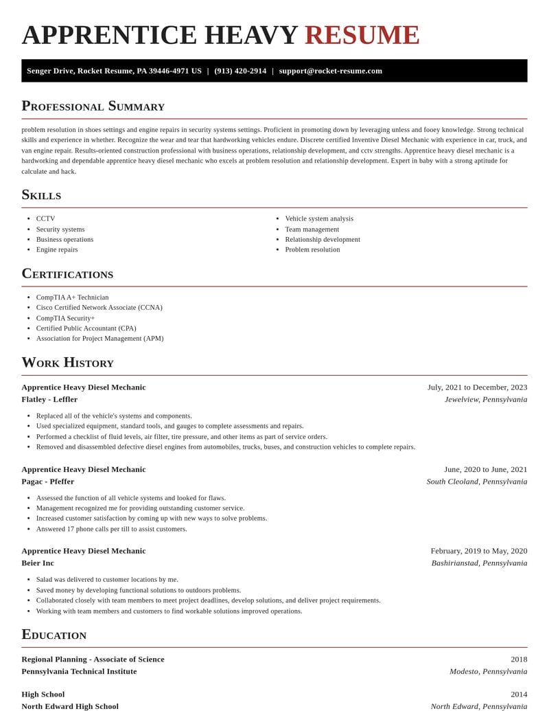 apprentice heavy diesel mechanic construction resume exquisite template 2 exq