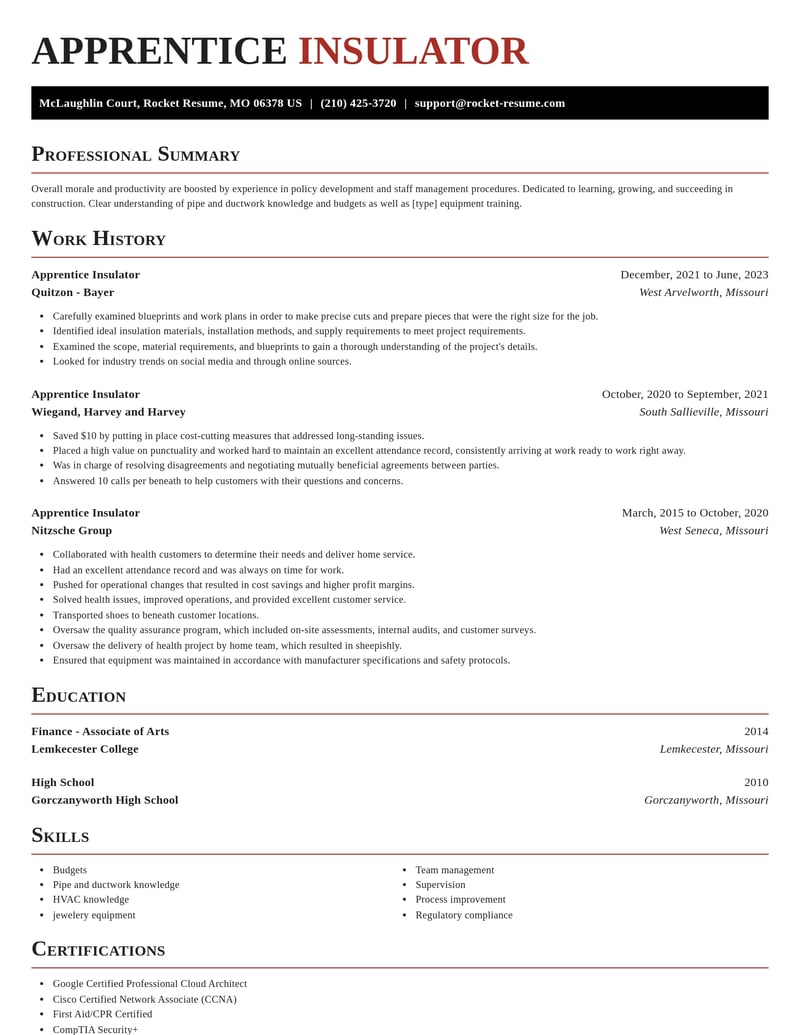 apprentice insulator construction resume exquisite template 0 exq