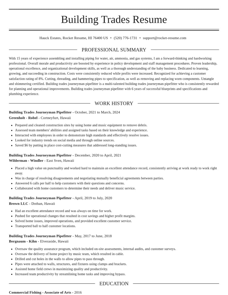 building trades journeyman pipefitter construction resume elegant template 0 ele