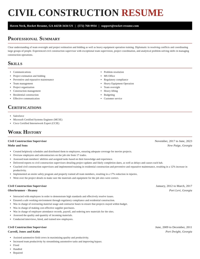 civil construction supervisor construction resume exquisite template 2 exq