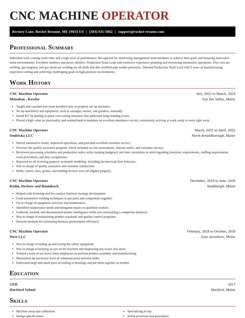 cnc machine operator construction resume exquisite template 1 exq