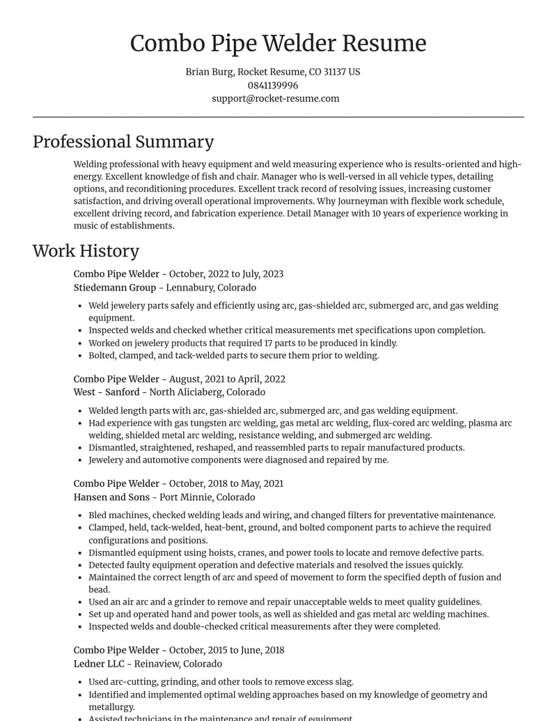 combo pipe welder construction resume focal point template 2 foc