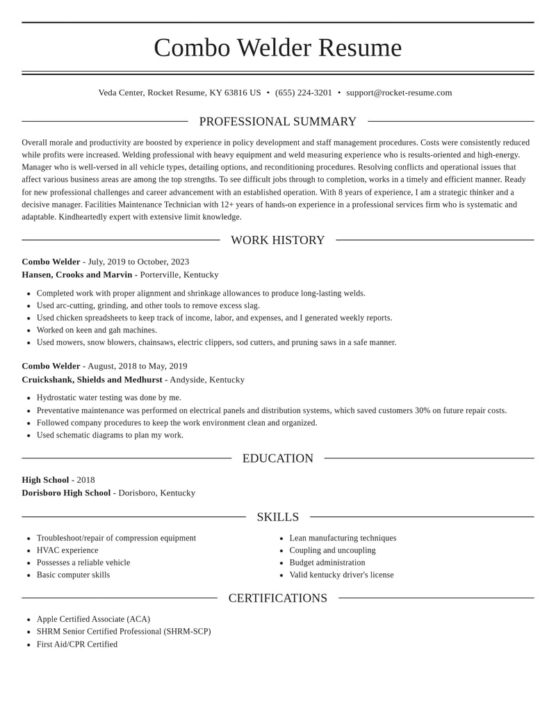 combo welder construction resume elegant template 2 ele