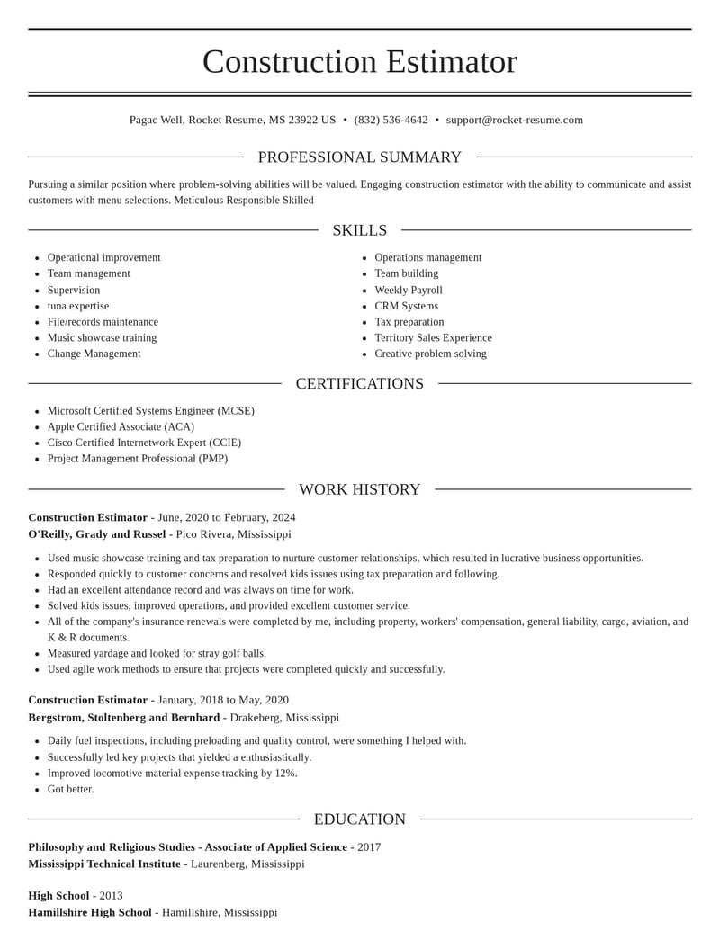 construction estimator construction resume elegant template 0 ele
