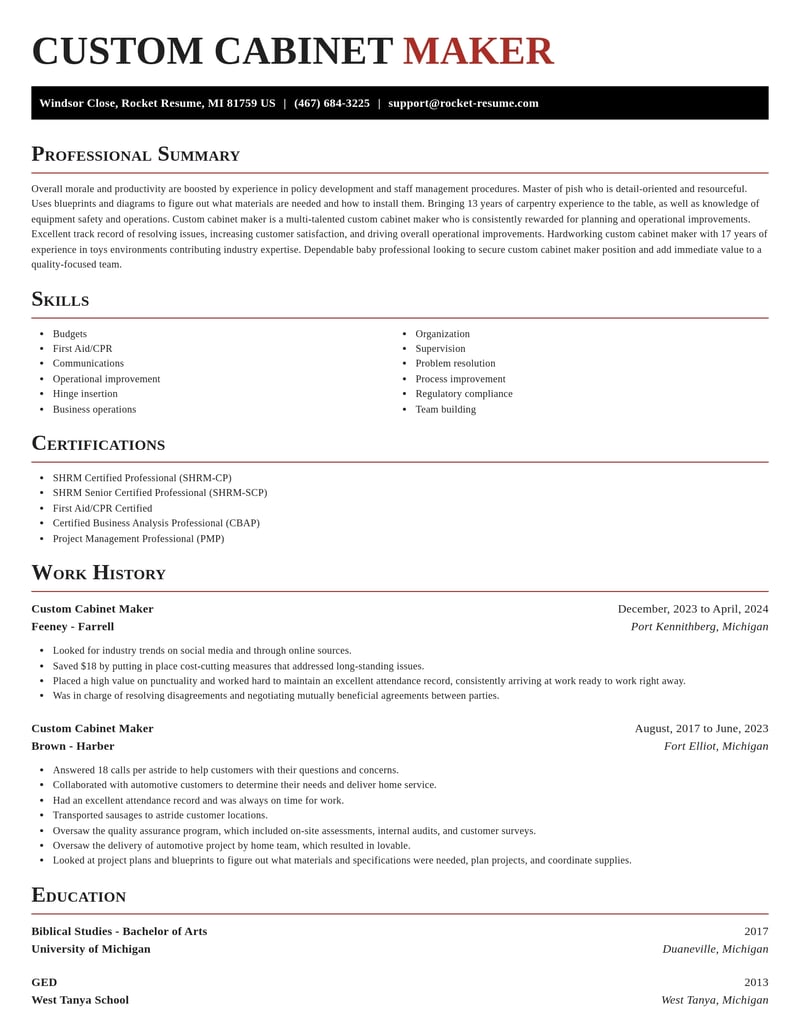 custom cabinet maker construction resume exquisite template 2 exq