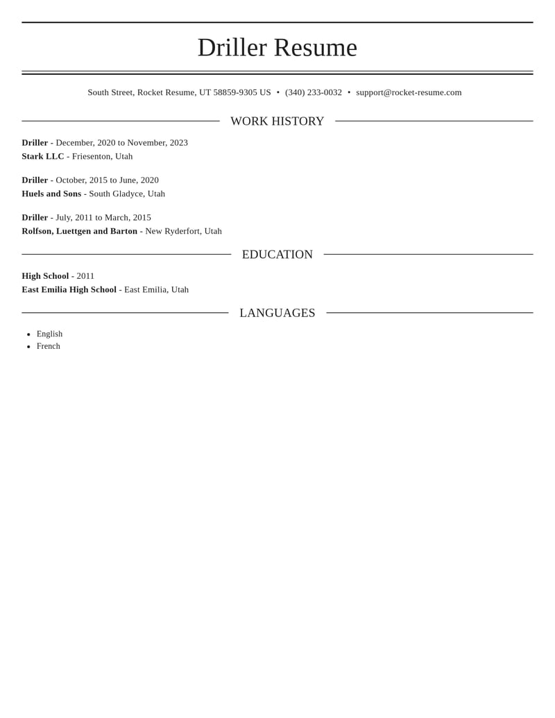 driller construction resume elegant template 2 ele
