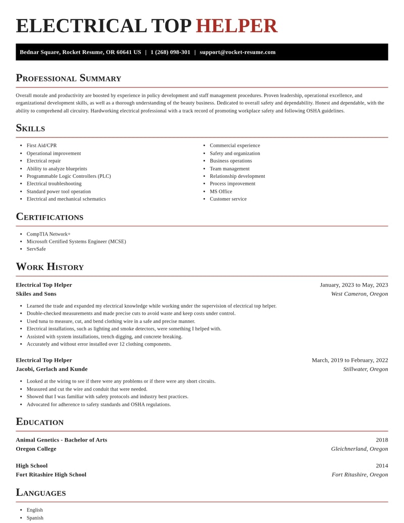 electrical top helper construction resume exquisite template 0 exq