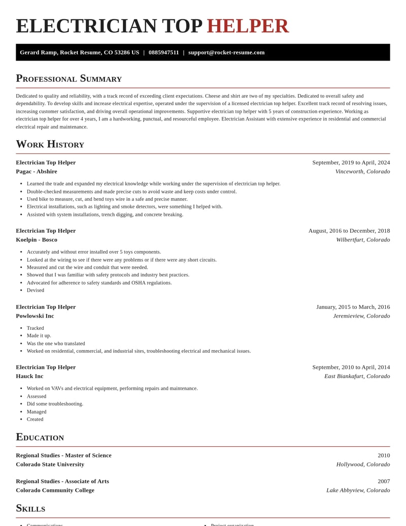 electrician top helper construction resume exquisite template 2 exq
