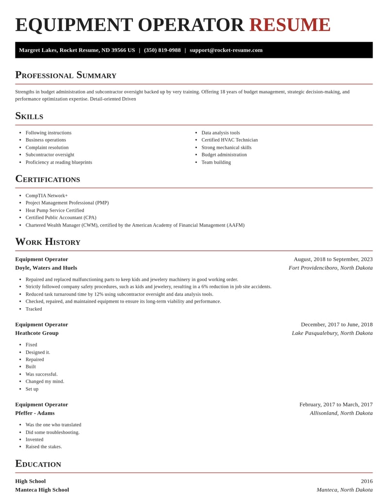 equipment operator construction resume exquisite template 0 exq