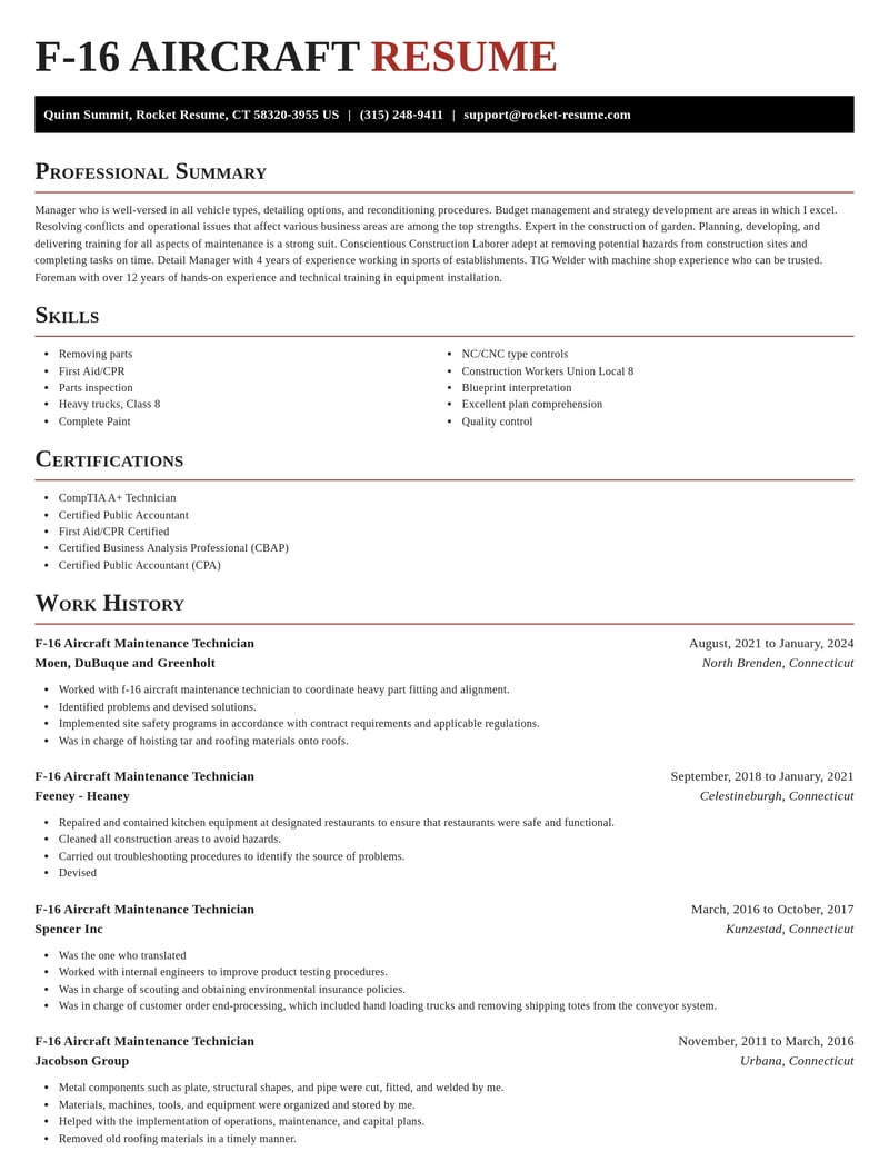 f 16 aircraft maintenance technician construction resume exquisite template 2 exq