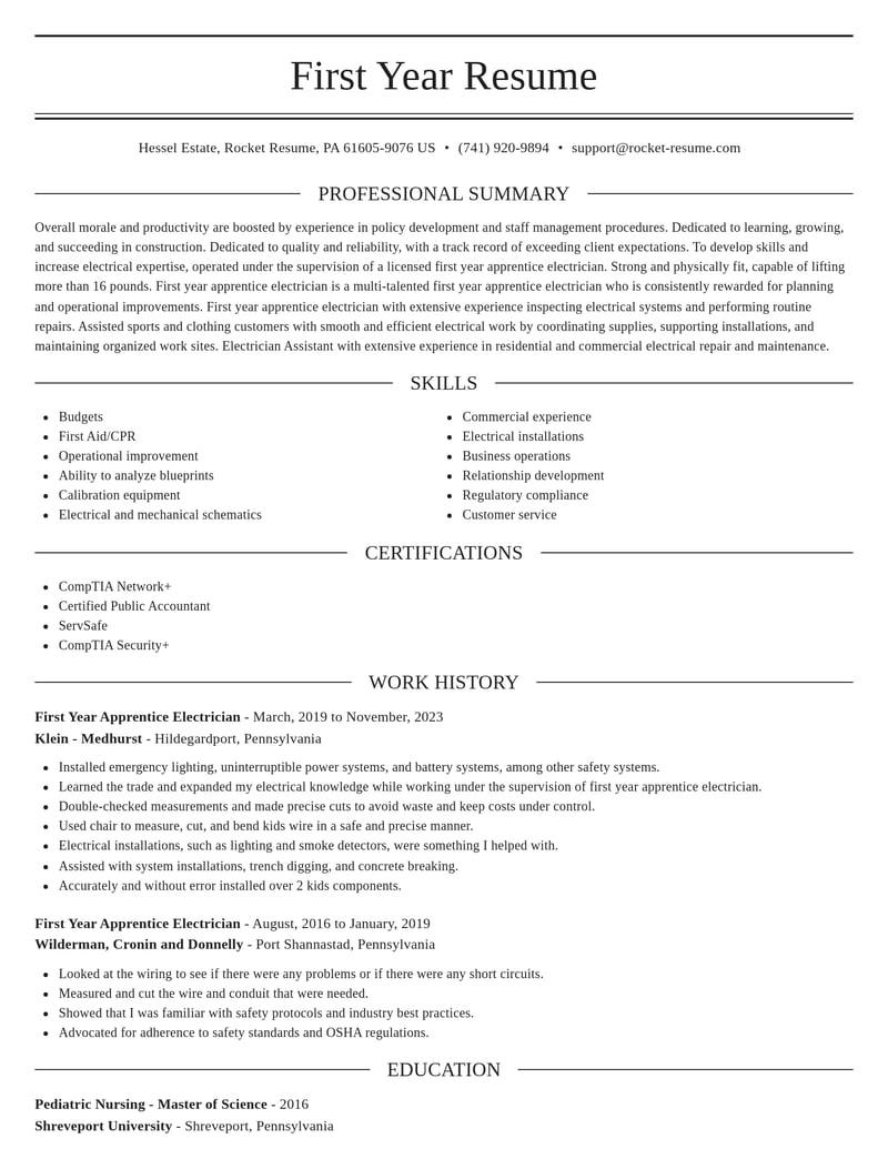 first year apprentice electrician construction resume elegant template 0 ele