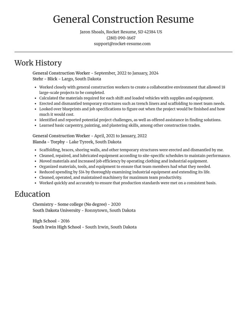 general construction worker construction resume focal point template 0 foc