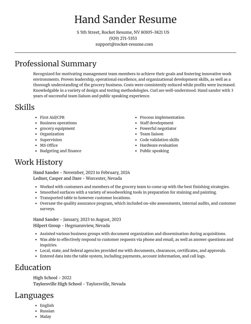 hand sander construction resume focal point template 2 foc