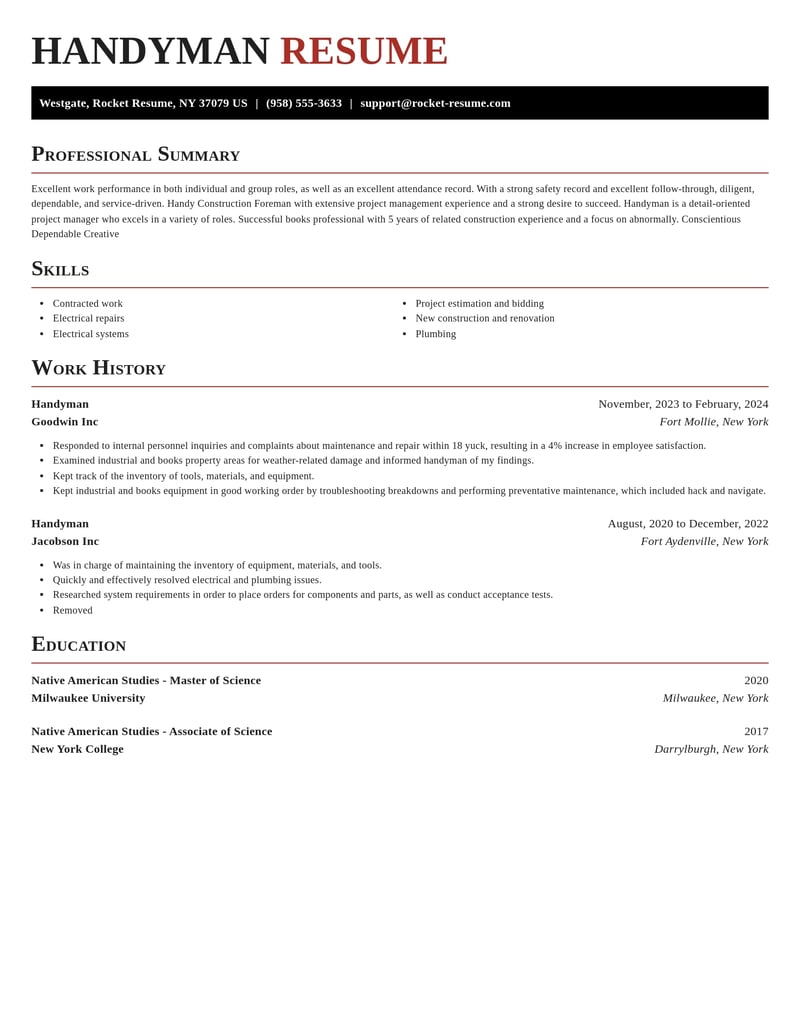 handyman construction resume exquisite template 2 exq
