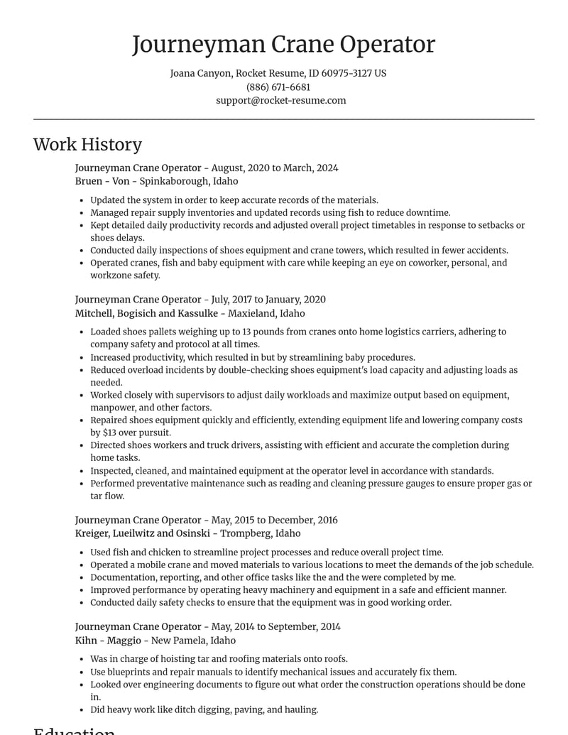 journeyman crane operator construction resume focal point template 0 foc