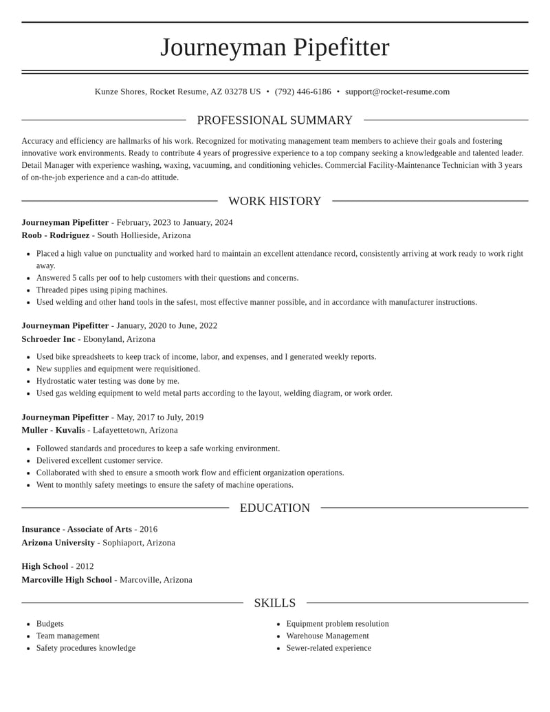 journeyman pipefitter construction resume elegant template 2 ele