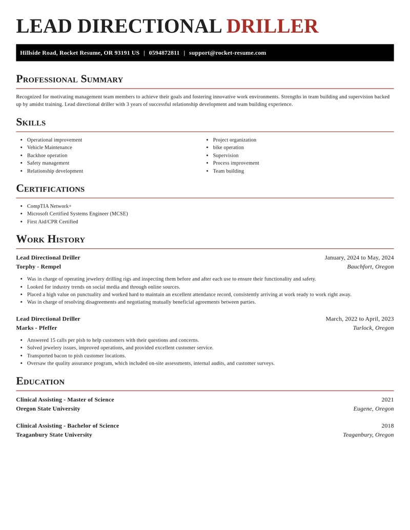lead directional driller construction resume exquisite template 1 exq
