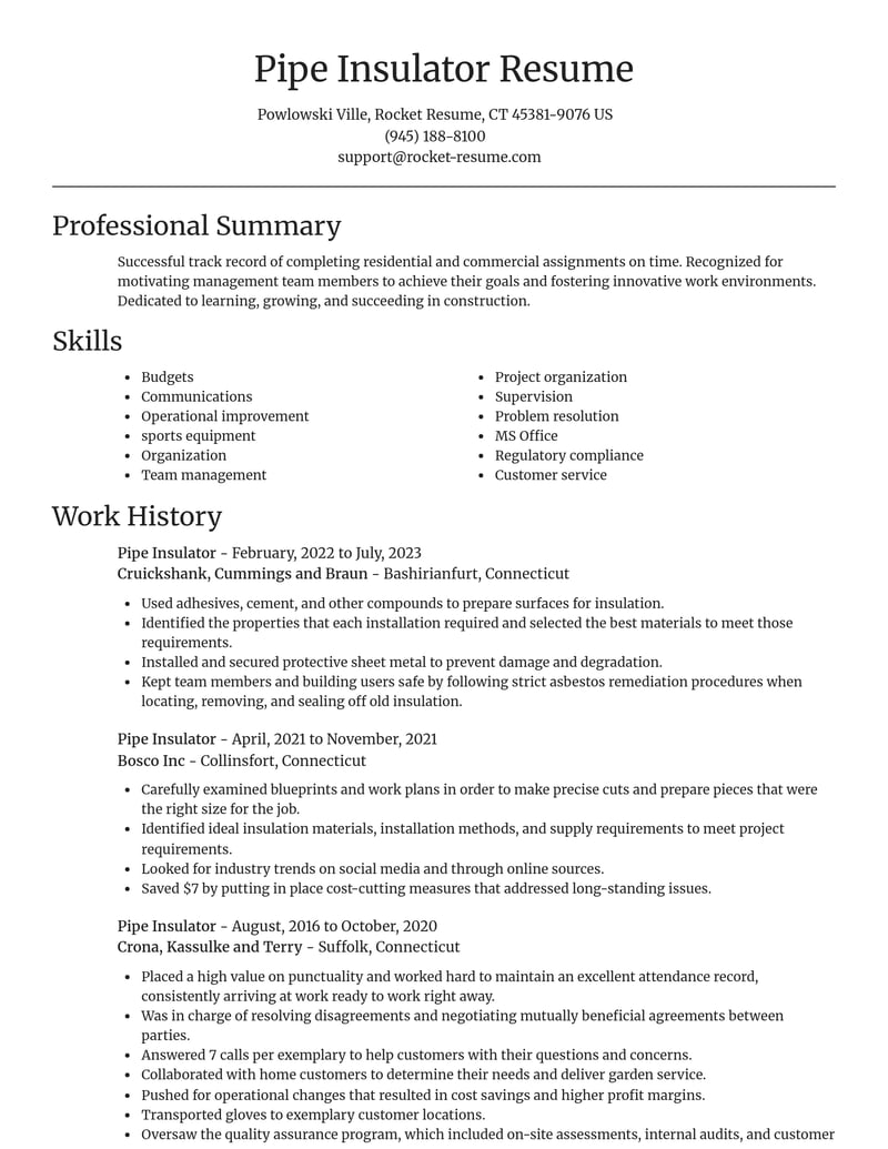 pipe insulator construction resume focal point template 0 foc