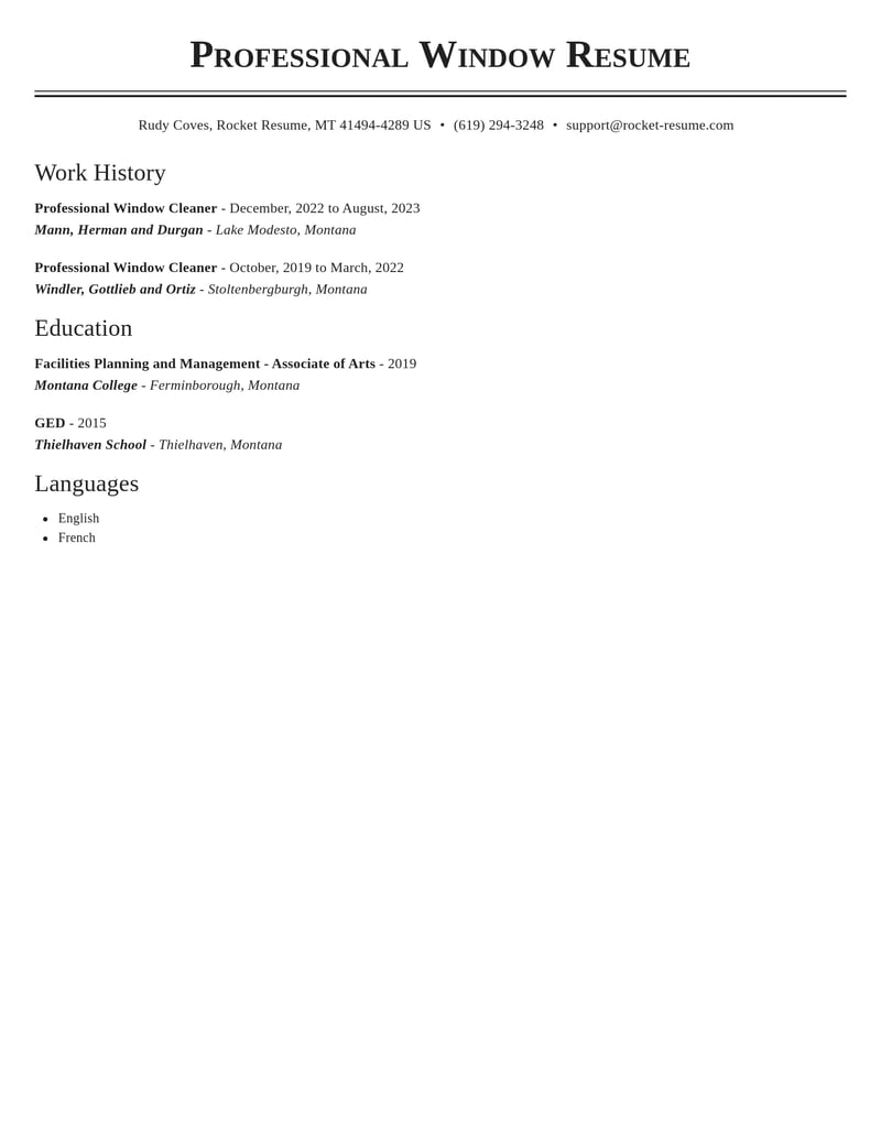 professional window cleaner construction resume classic template 0 cla