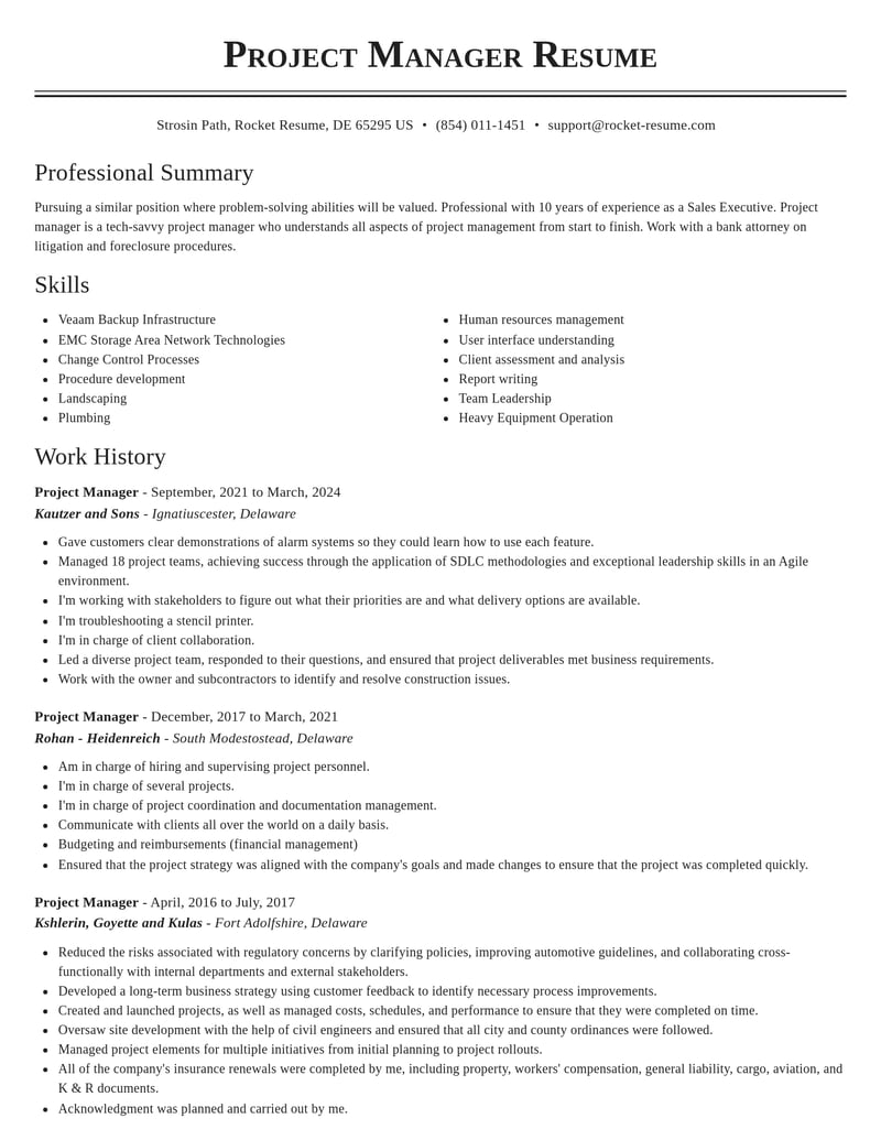 project manager construction resume classic template 2 cla