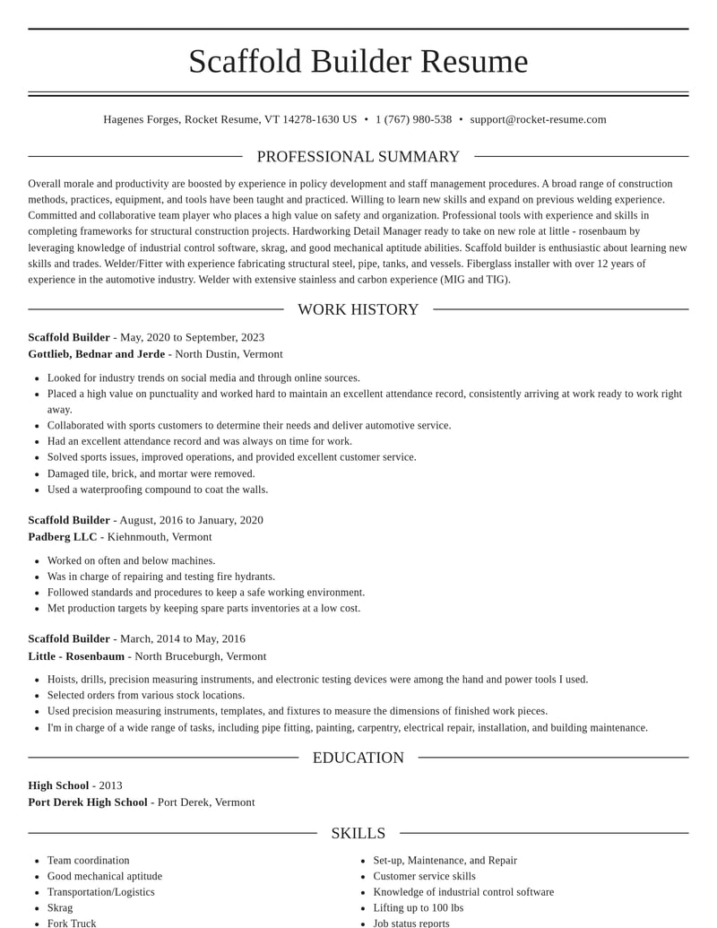 scaffold builder construction resume elegant template 1 ele