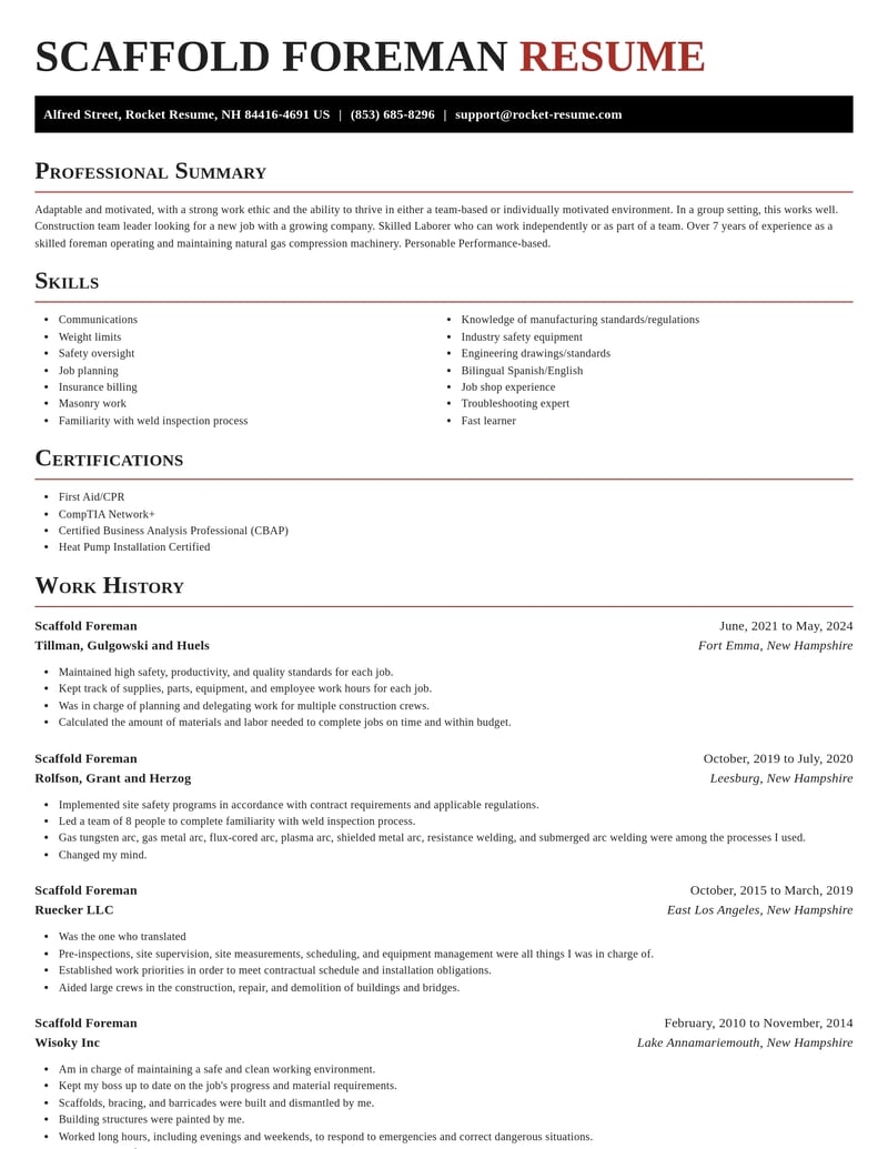 scaffold foreman construction resume exquisite template 1 exq