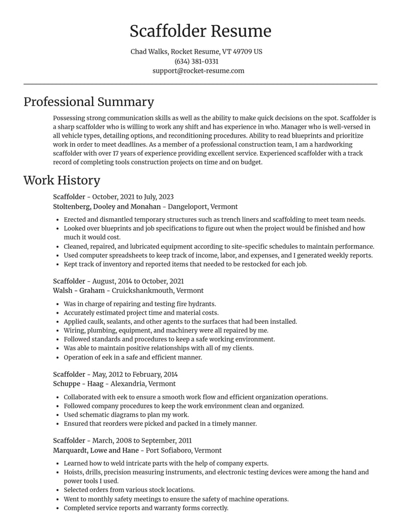 scaffolder construction resume focal point template 1 foc