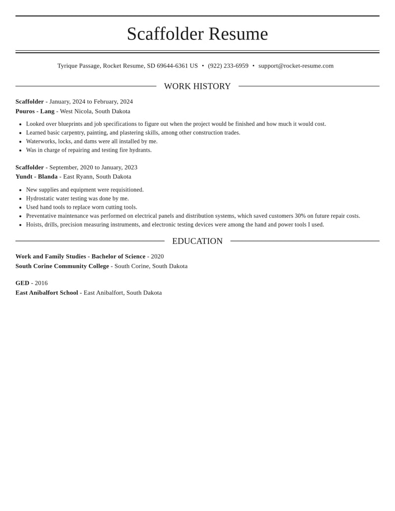 scaffolder construction resume elegant template 2 ele