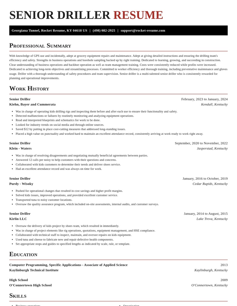 senior driller construction resume exquisite template 2 exq